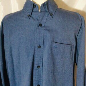 Men Dockers Long Sleeve Navy Blue Button up M Dress Shirt
